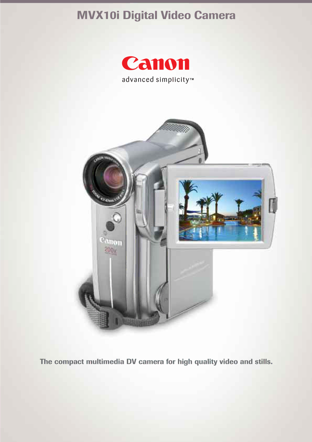 Canon manual MVX10i Digital Video Camera 