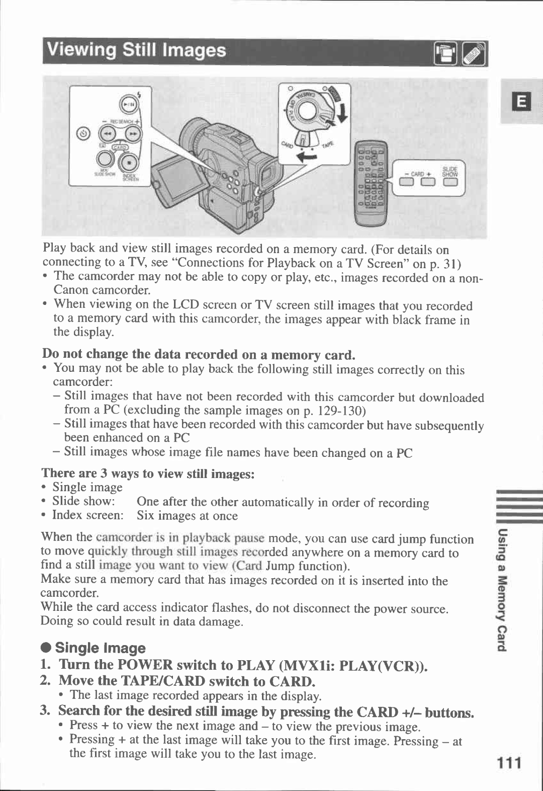 Canon MVX1i manual 