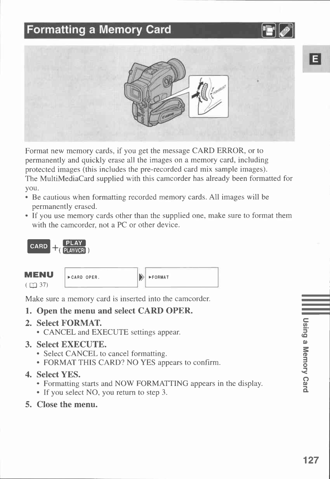 Canon MVX1i manual 