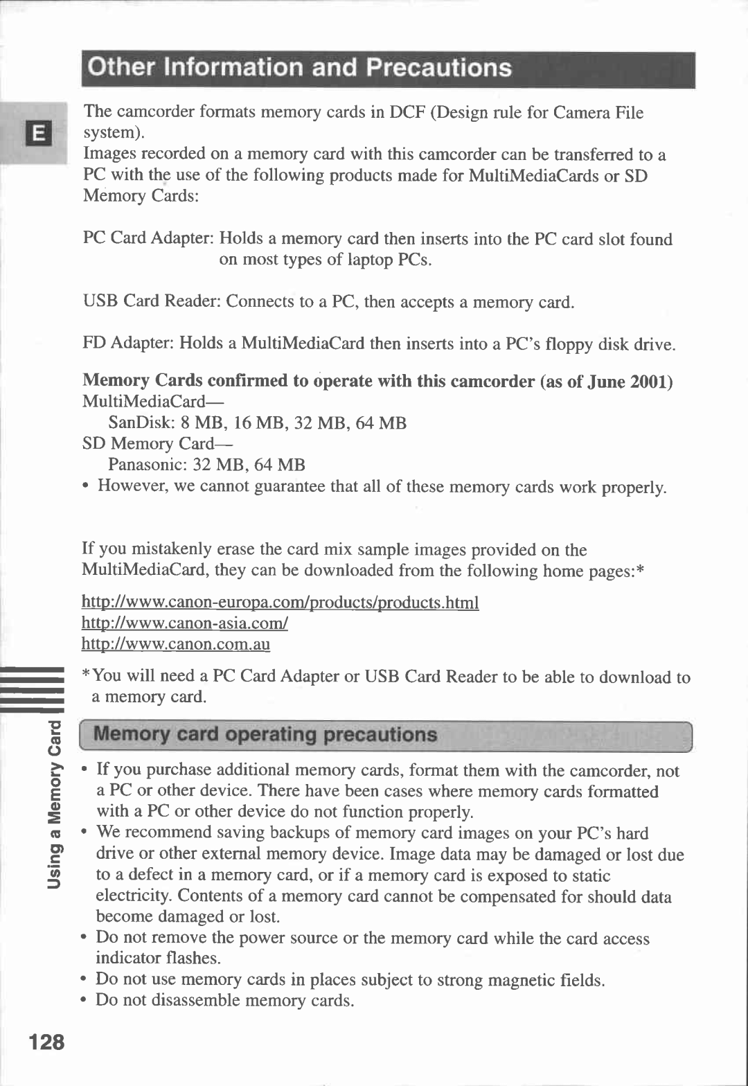 Canon MVX1i manual 