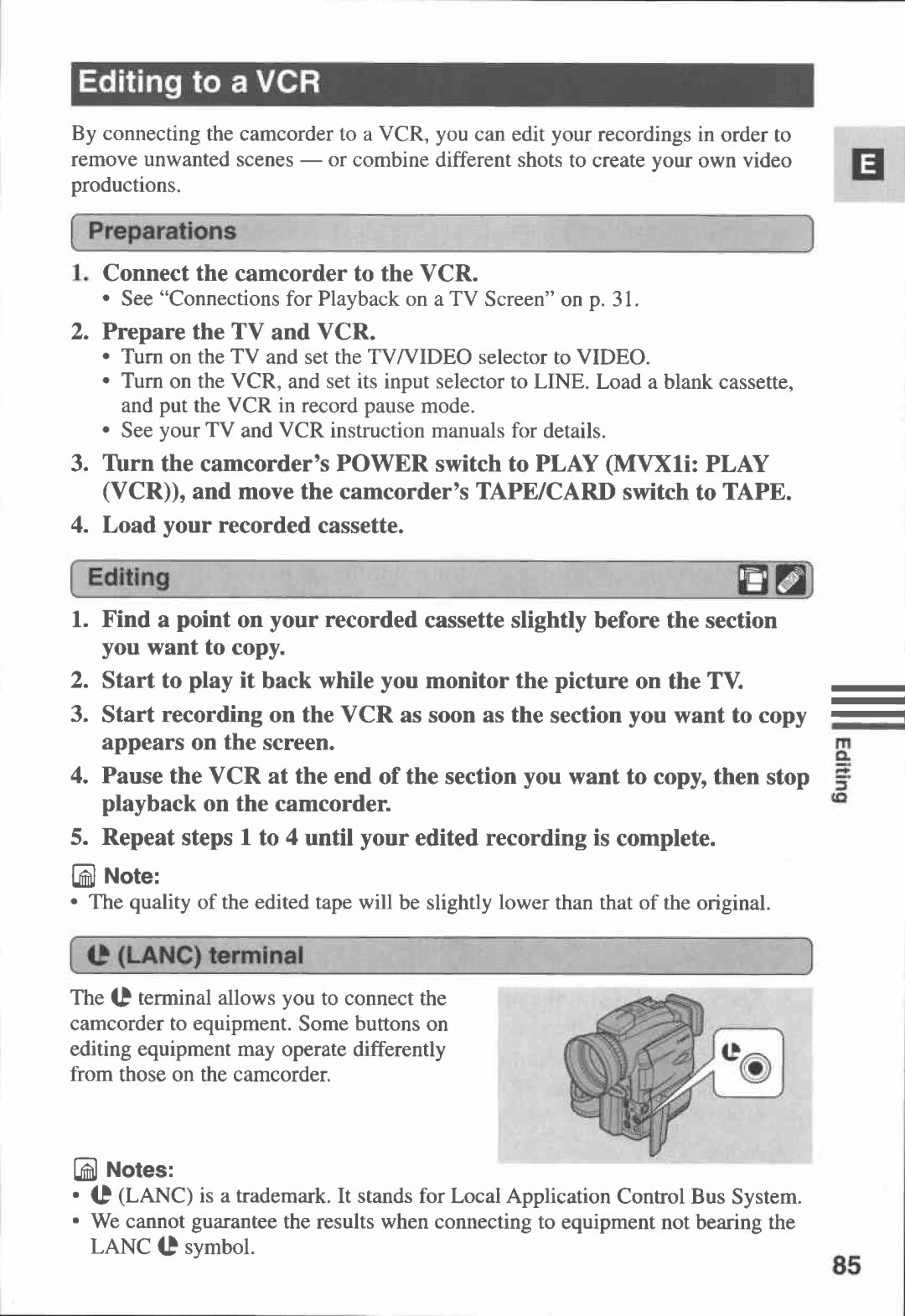 Canon MVX1i manual 