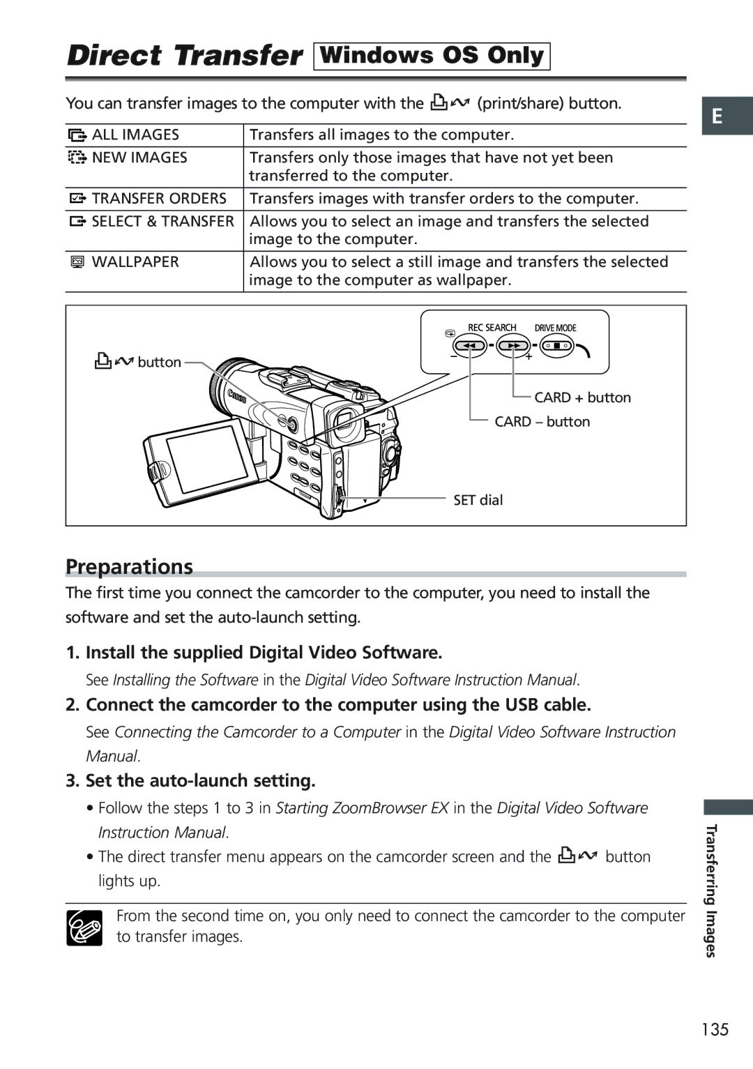 Canon MVX20i, MVX25i instruction manual Direct Transfer Windows OS Only, Preparations 