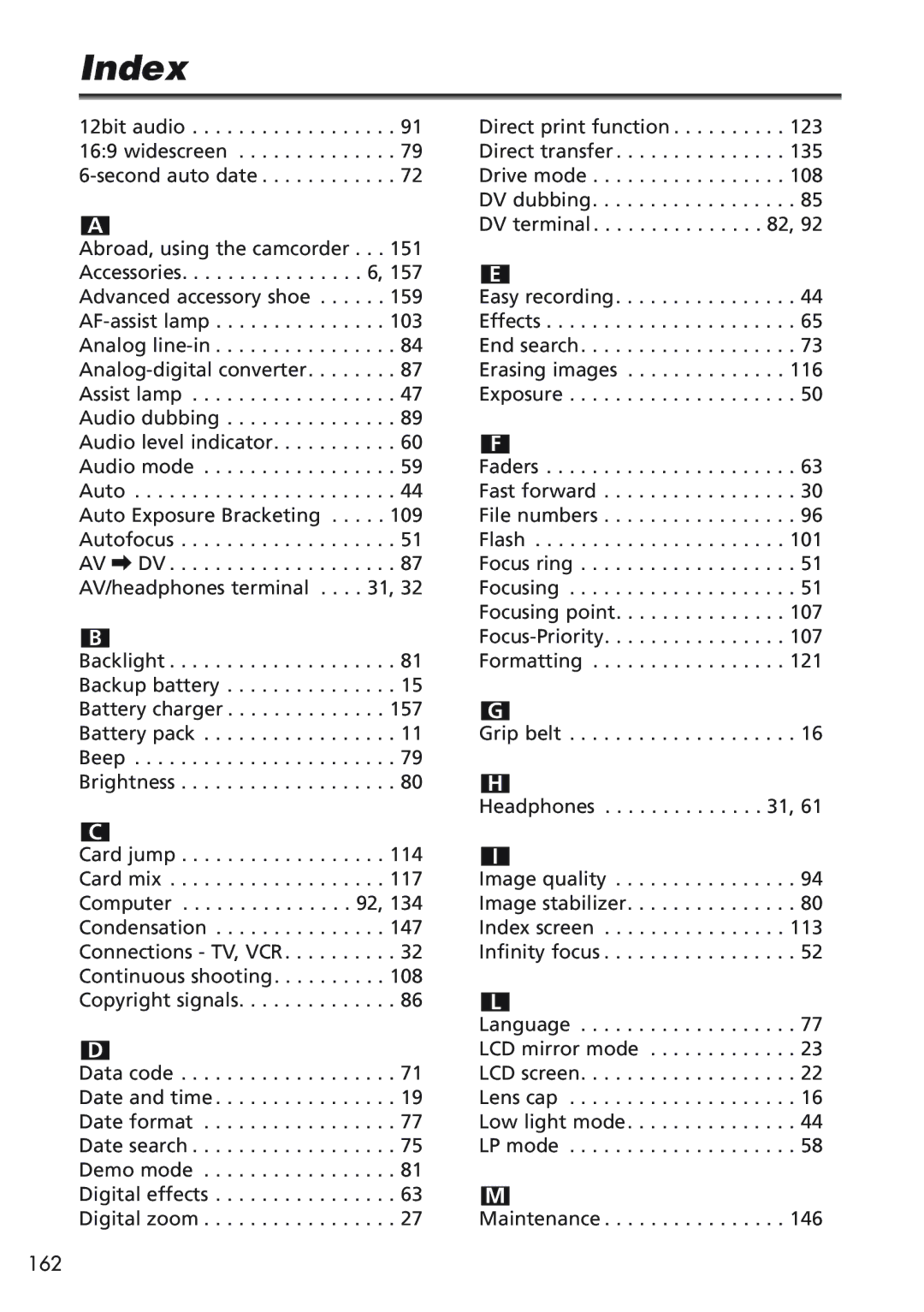 Canon MVX25i, MVX20i instruction manual Index 