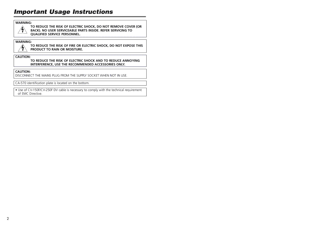 Canon MVX25i, MVX20i instruction manual Important Usage Instructions 