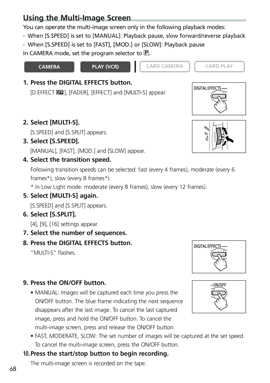 Canon MVX25i, MVX20i instruction manual Using the Multi-Image Screen 