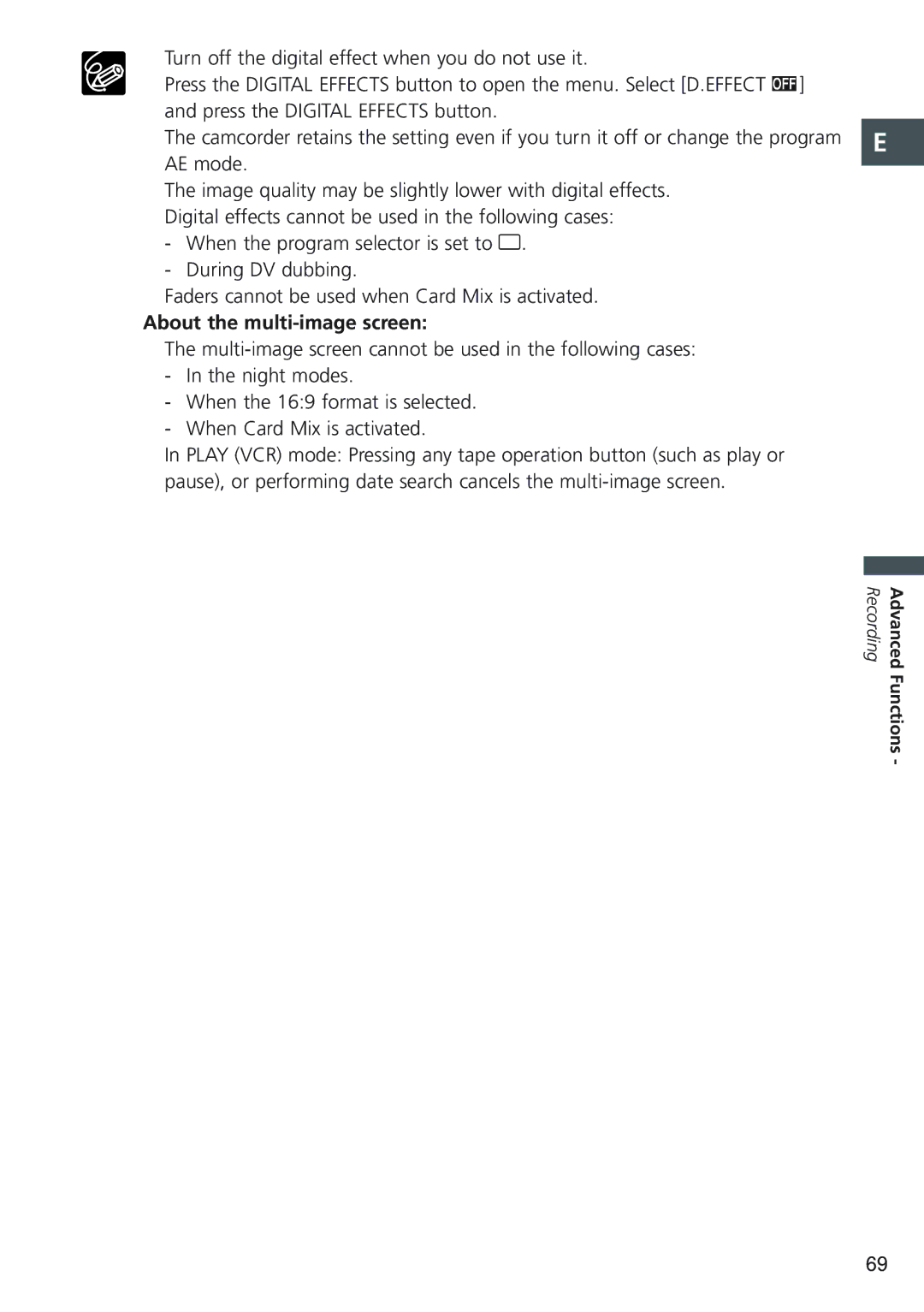 Canon MVX20i, MVX25i instruction manual About the multi-image screen 