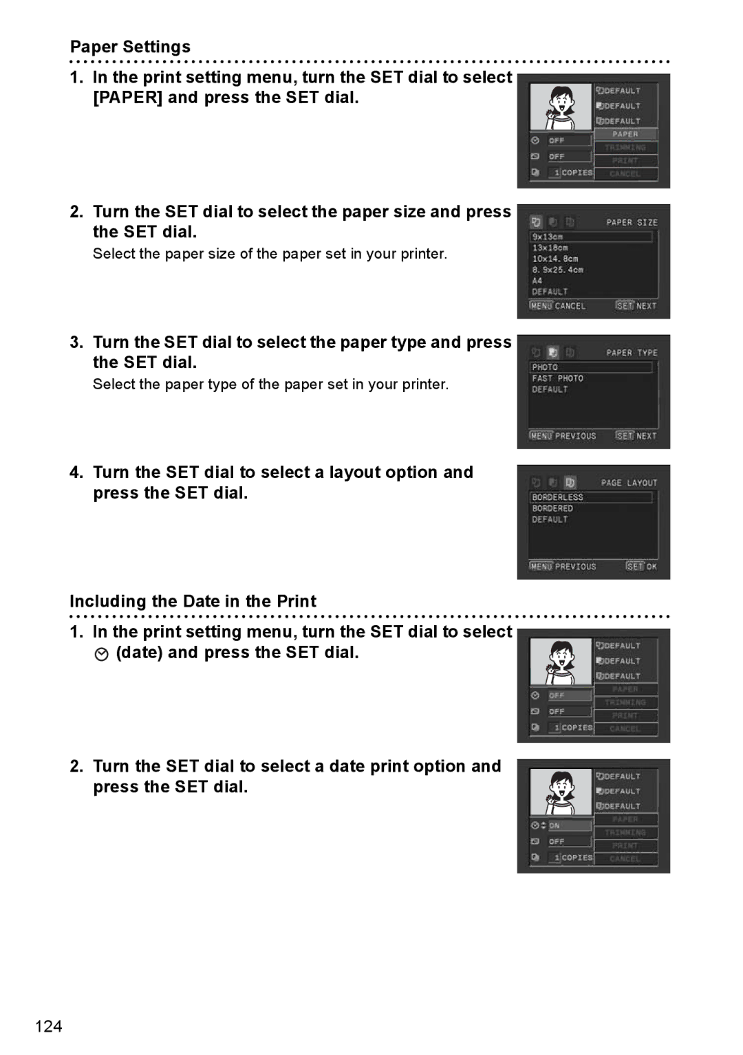 Canon MVX350i, MVX300, MVX330i instruction manual Select the paper size of the paper set in your printer 