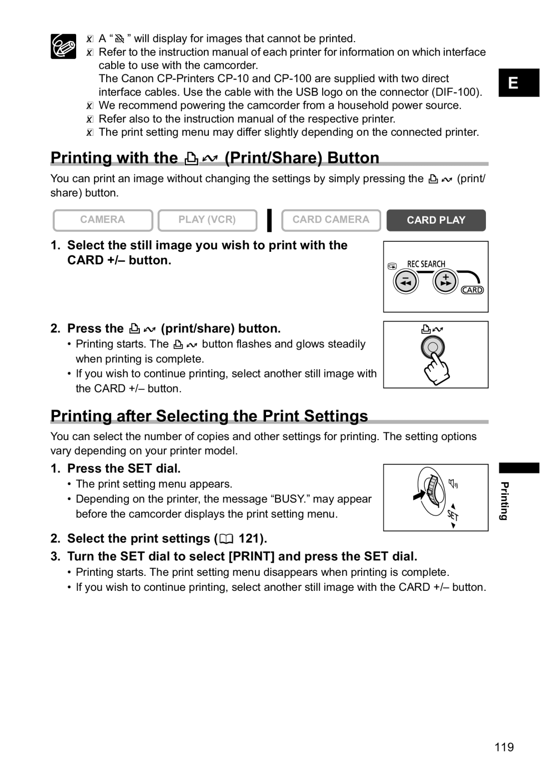 Canon MVX-45i, MVX40i manual Printing after Selecting the Print Settings,  a will display for images that cannot be printed 