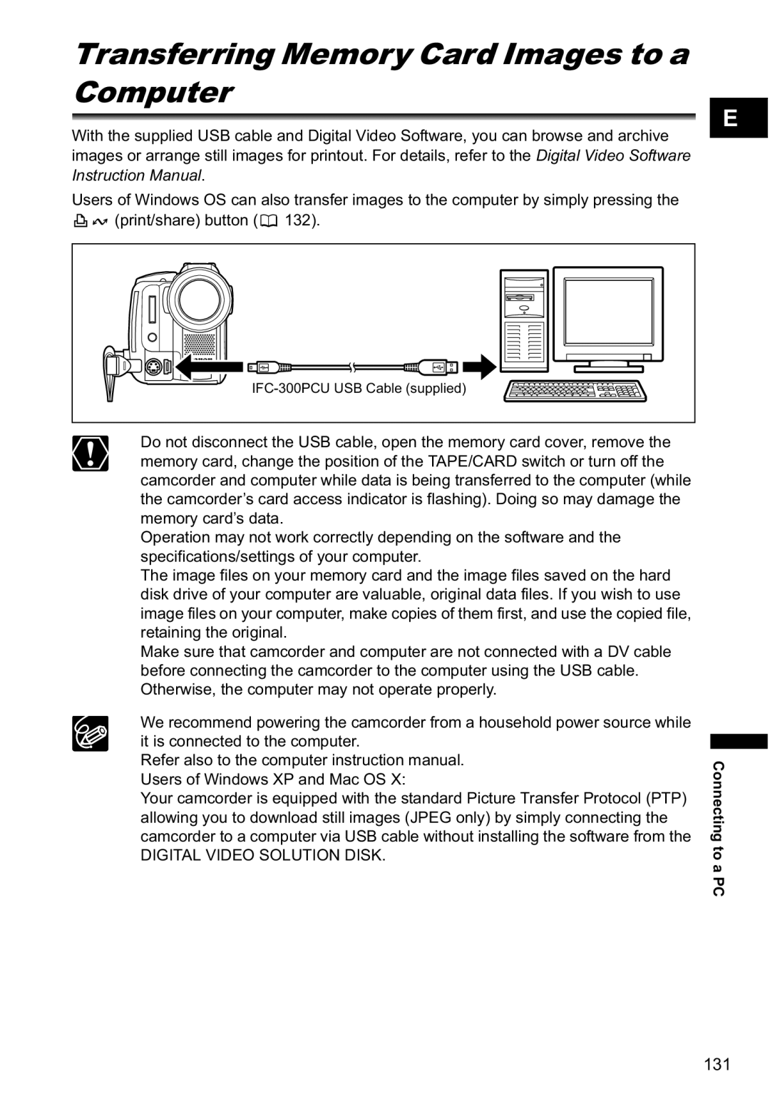 Canon MVX-45i, MVX40i manual Transferring Memory Card Images to a Computer 