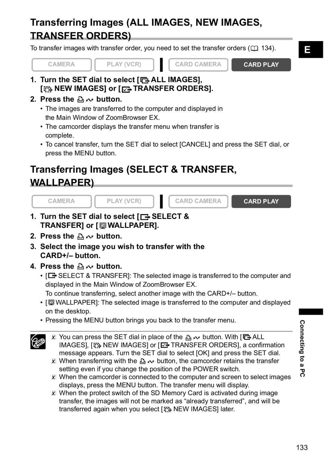 Canon MVX-45i, MVX40i manual Transferring Images ALL IMAGES, NEW IMAGES, Transfer Orders 