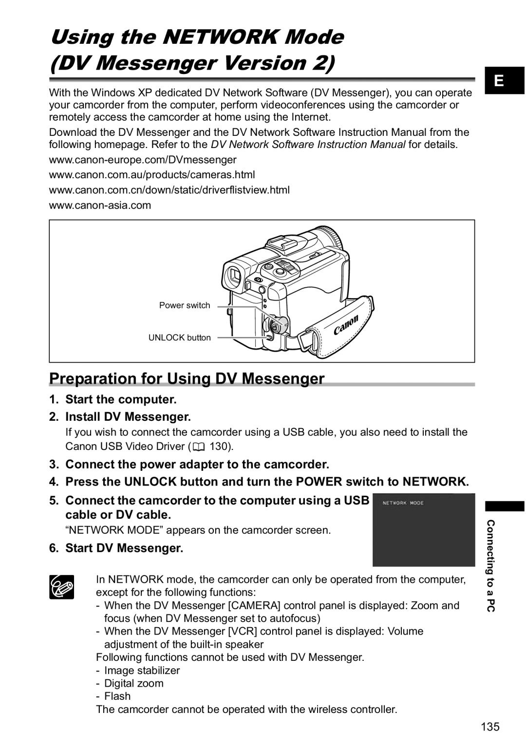 Canon MVX-45i, MVX40i manual Preparation for Using DV Messenger, Start the computer Install DV Messenger, Start DV Messenger 