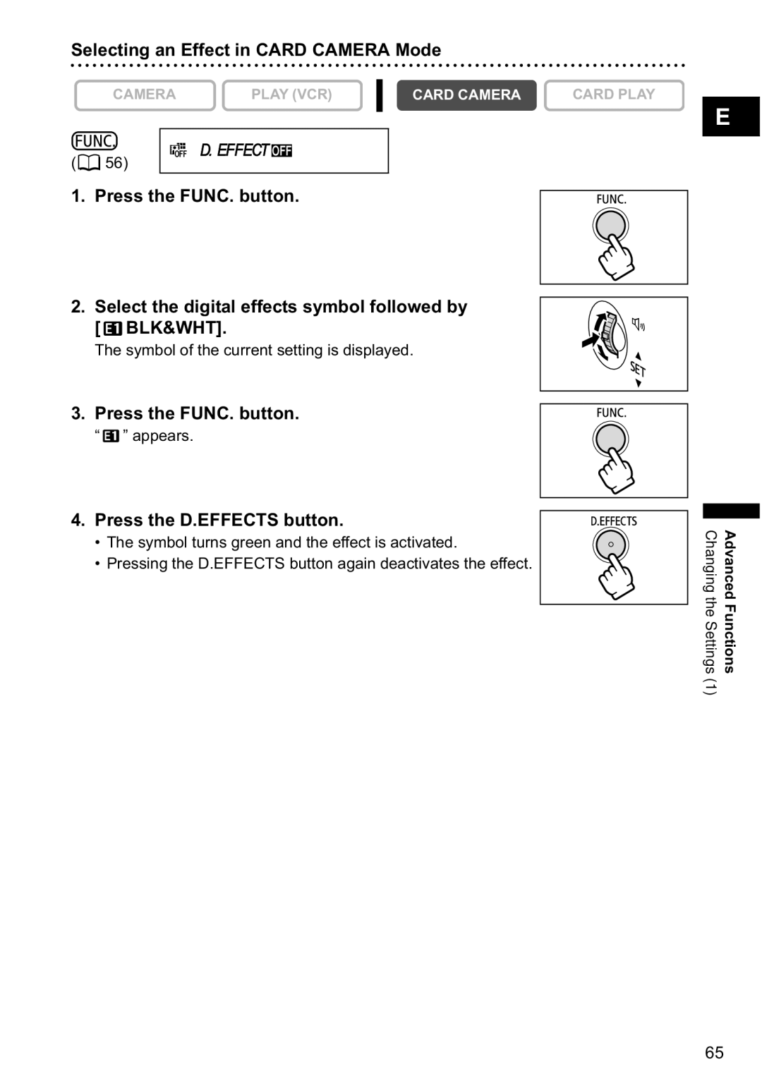 Canon MVX-45i, MVX40i manual Selecting an Effect in Card Camera Mode, Appears 