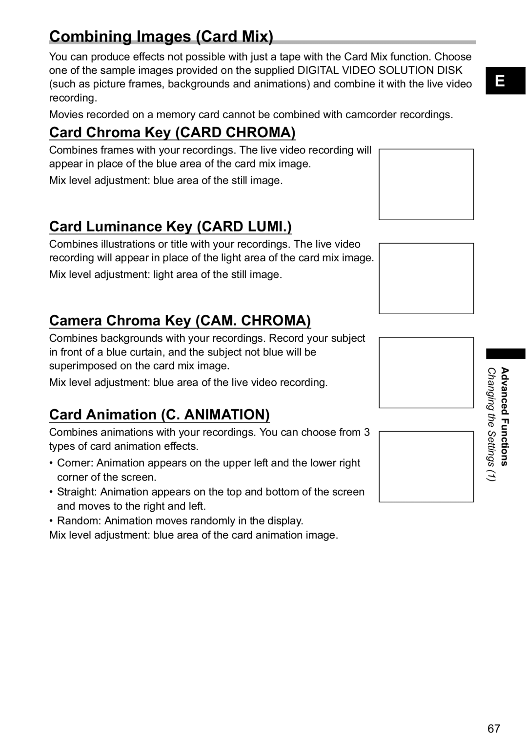 Canon MVX-45i, MVX40i manual Combining Images Card Mix, Mix level adjustment light area of the still image 