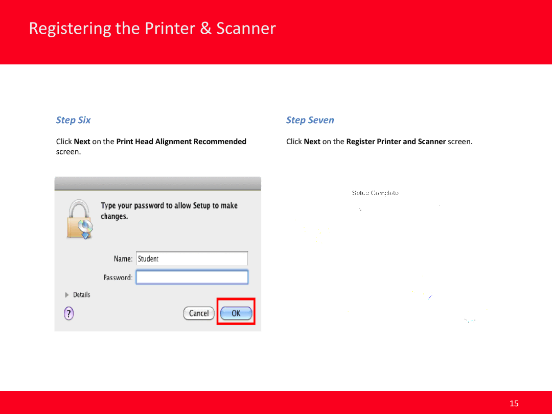 Canon MX340, MX350 manual Step Six Step Seven, Click Next on the Print Head Alignment Recommended 