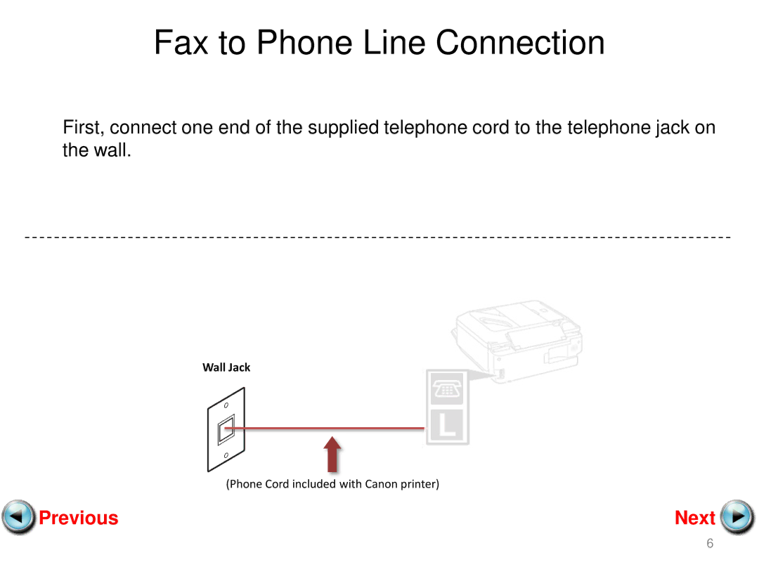 Canon MX410, MX360 setup guide Fax to Phone Line Connection 