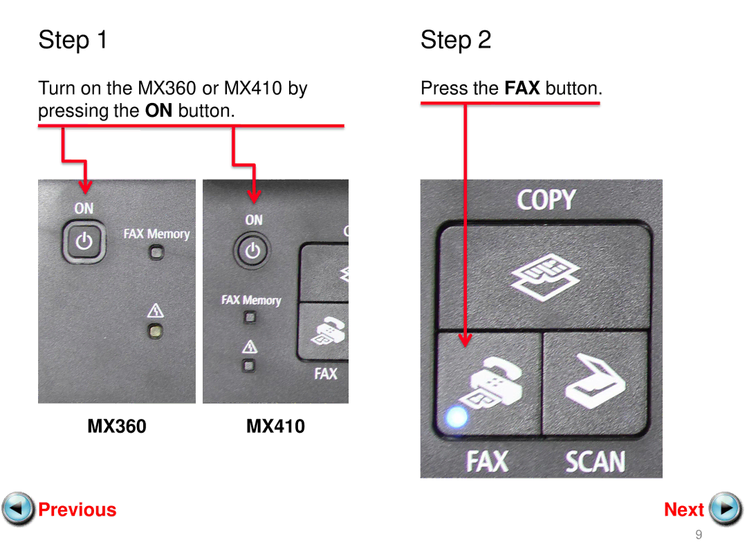 Canon MX360, MX410 setup guide Step 