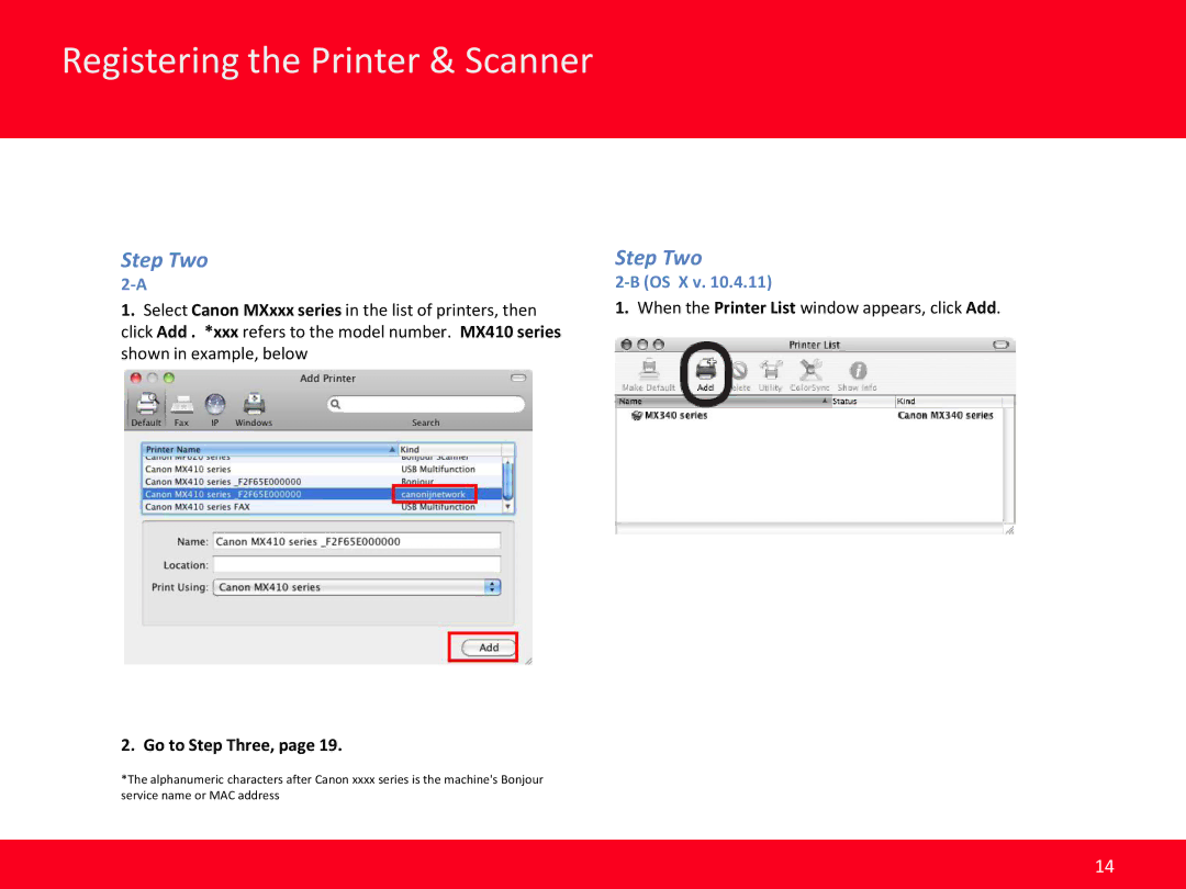 Canon MX410 manual Step Two, Go to Step Three 