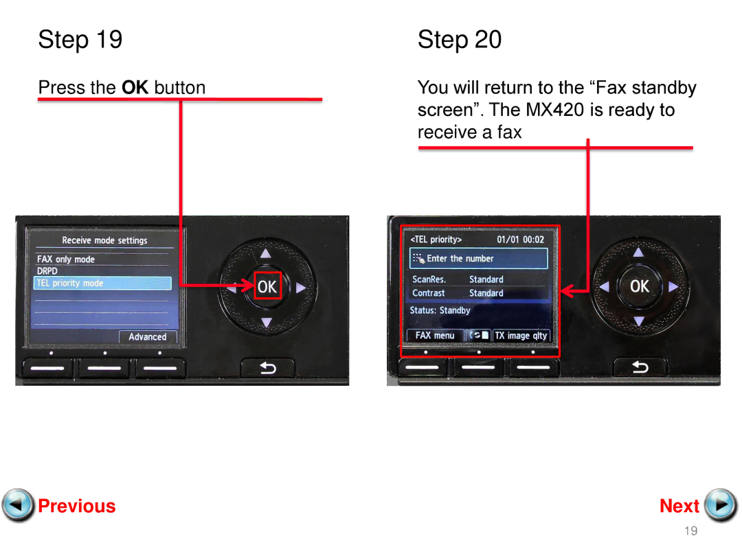 Canon manual Screen. The MX420 is ready to 