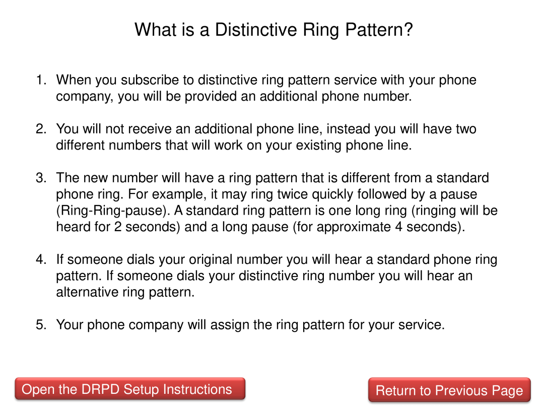 Canon MX432 manual What is a Distinctive Ring Pattern?, Open the DRPD Setup Instructions 