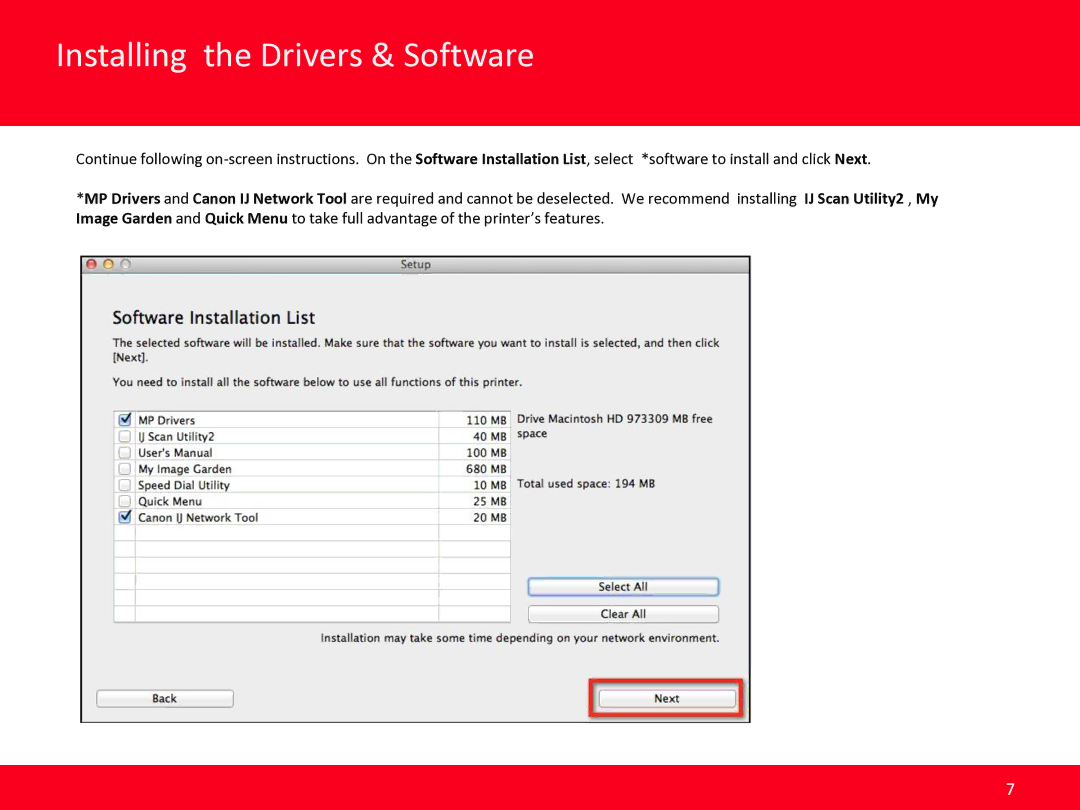 Canon MX472 manual Installing the Drivers & Software 