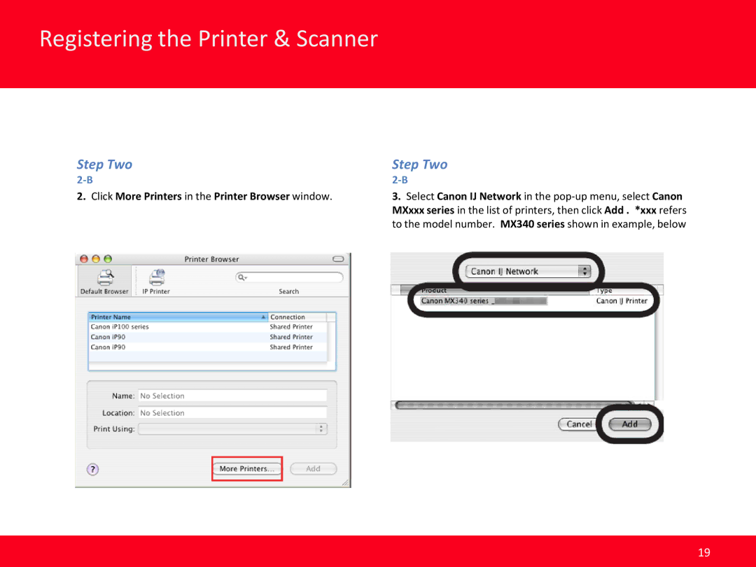 Canon MX350, MX870 manual Click More Printers in the Printer Browser window 