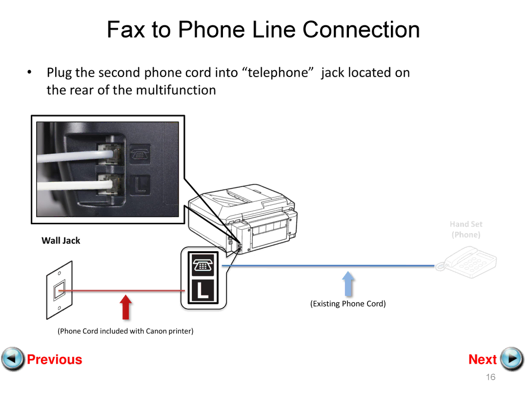 Canon mx882 manual Fax to Phone Line Connection 