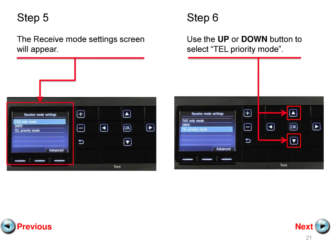 Canon mx882 manual Receive mode settings screen 