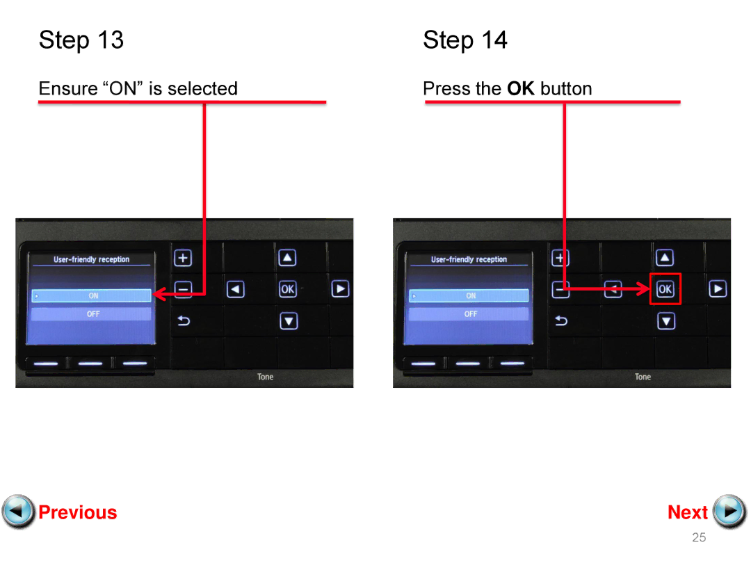 Canon mx882 manual Ensure on is selected Press the OK button 