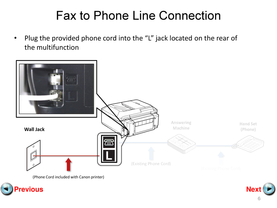 Canon mx882 manual Fax to Phone Line Connection 