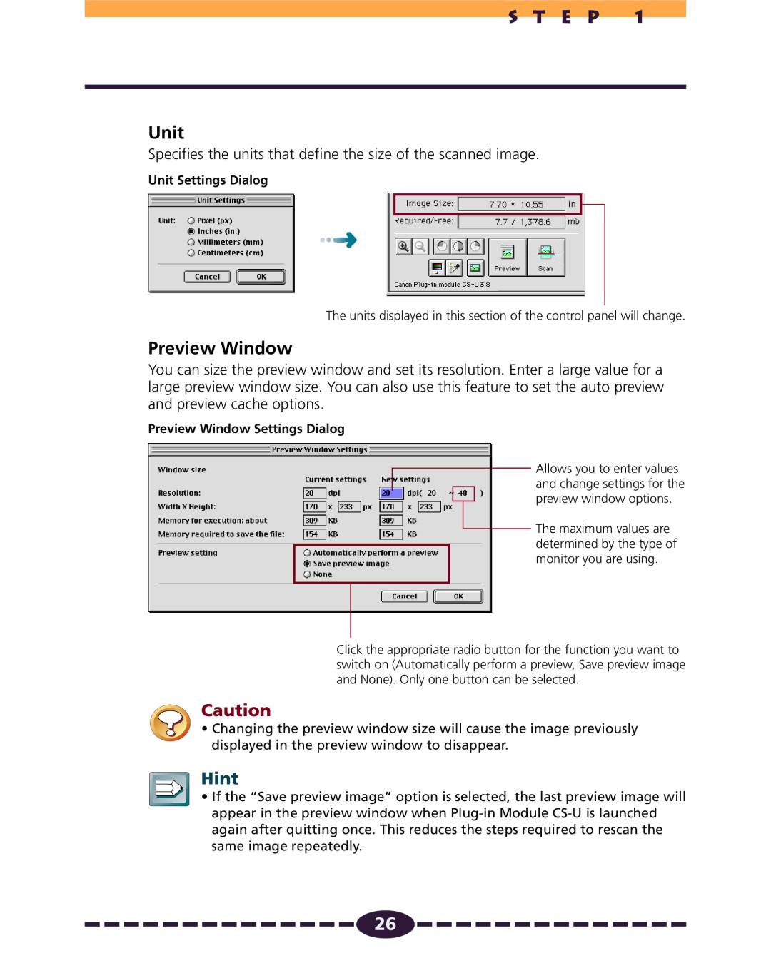 Canon N650U, N656U, N1220U manual Unit, Preview Window 