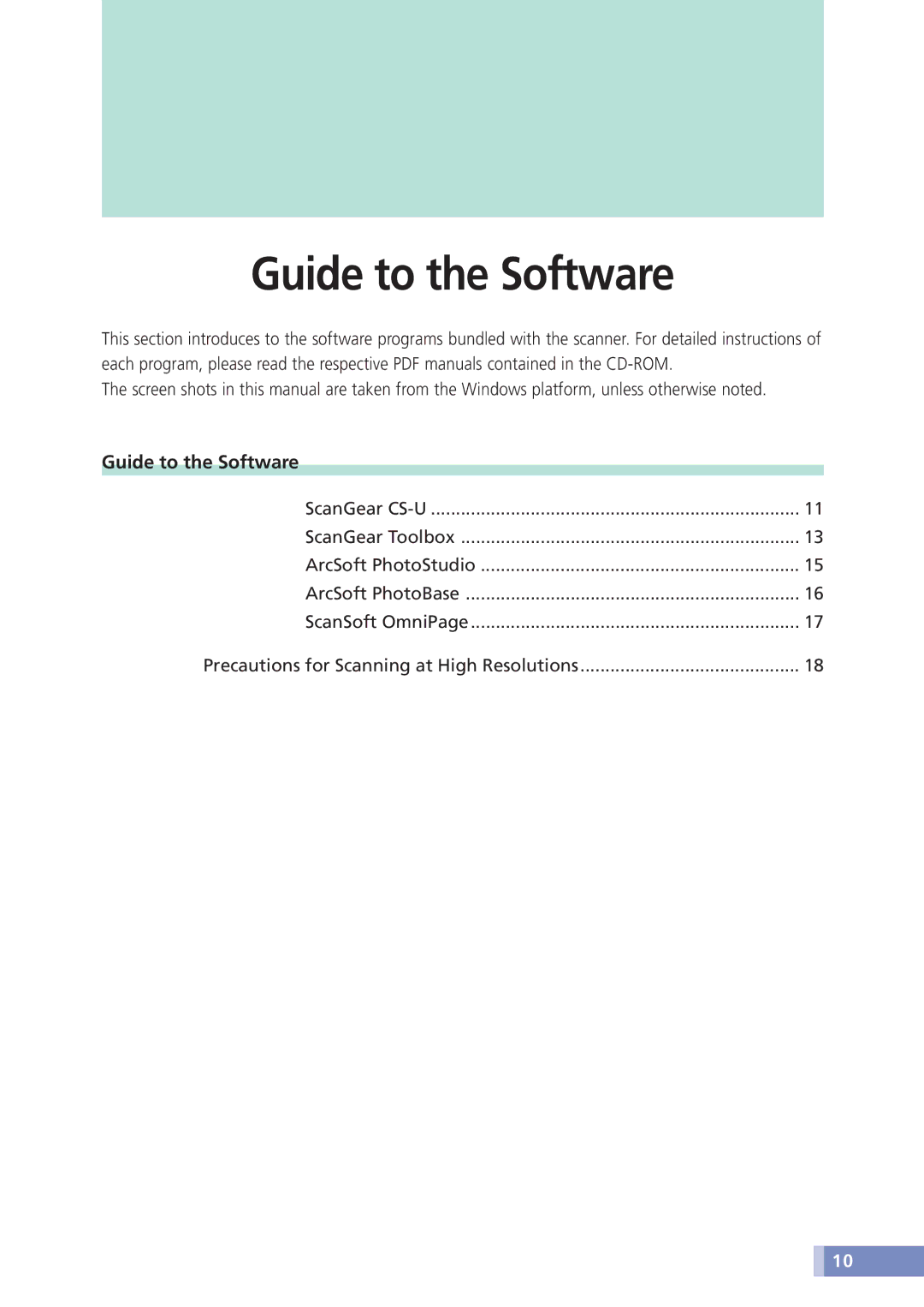 Canon N1240U, N670U, N676U manual Guide to the Software 