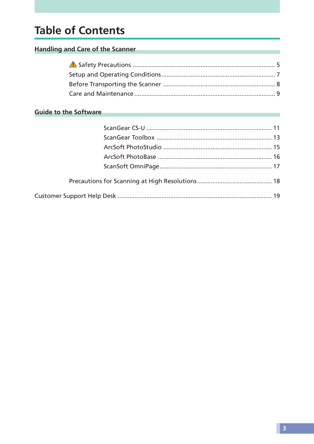 Canon N670U, N1240U, N676U manual Table of Contents 