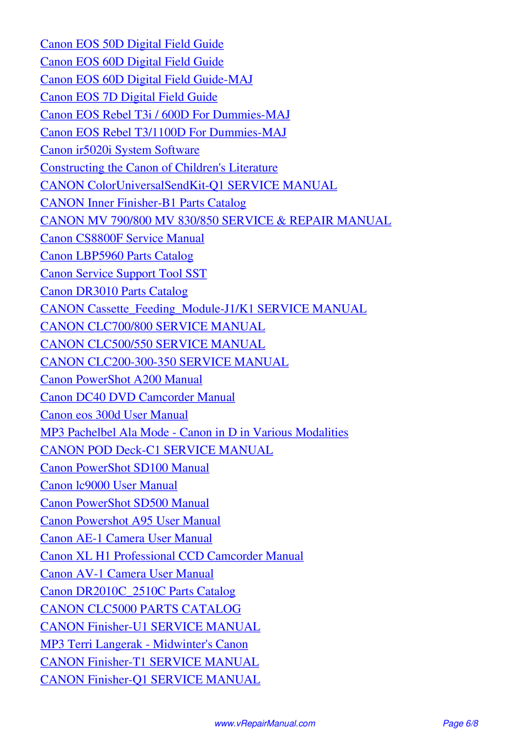 Canon NP6020 service manual Canon CLC5000 Parts Catalog 