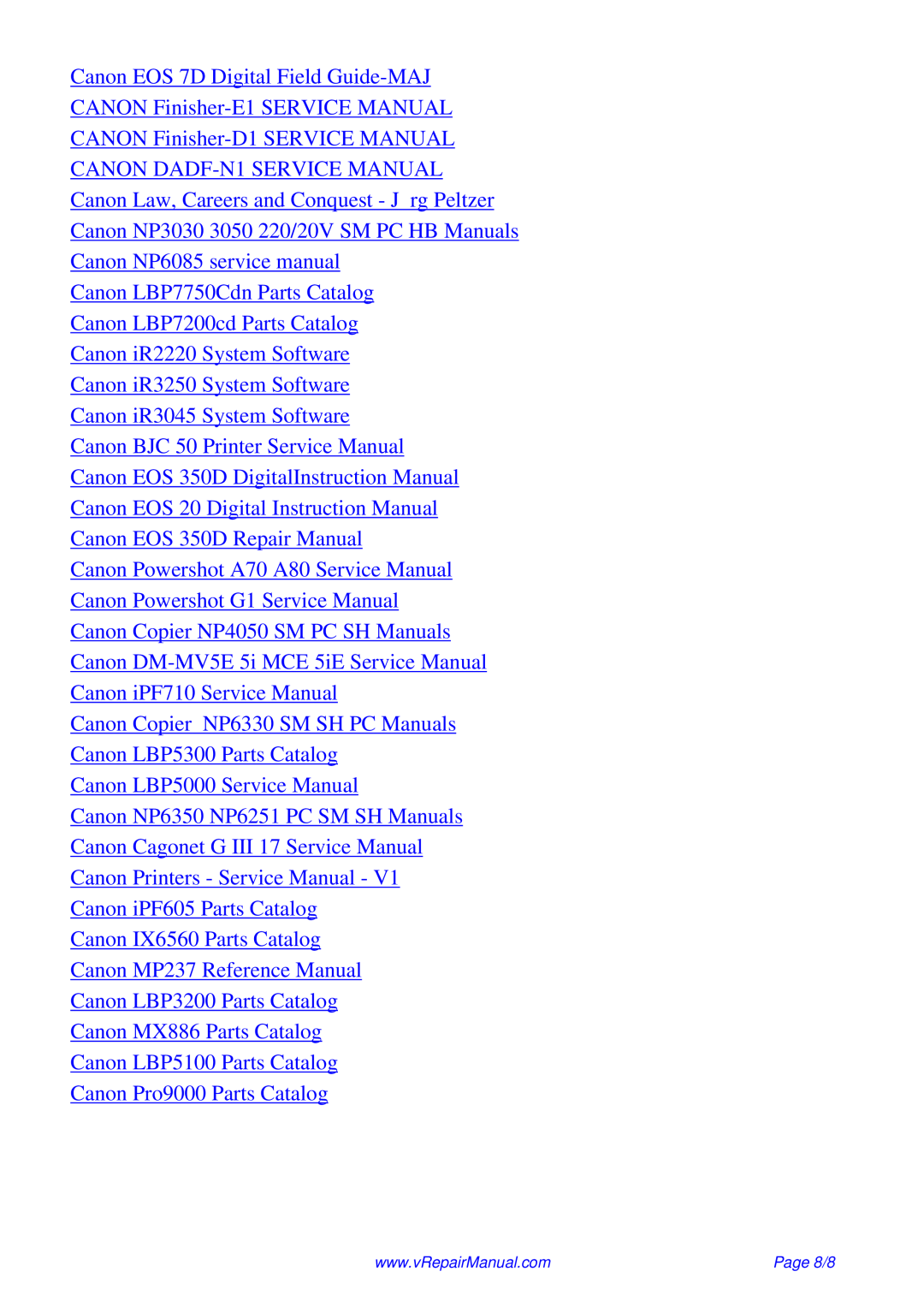 Canon NP6020 service manual 8/8 