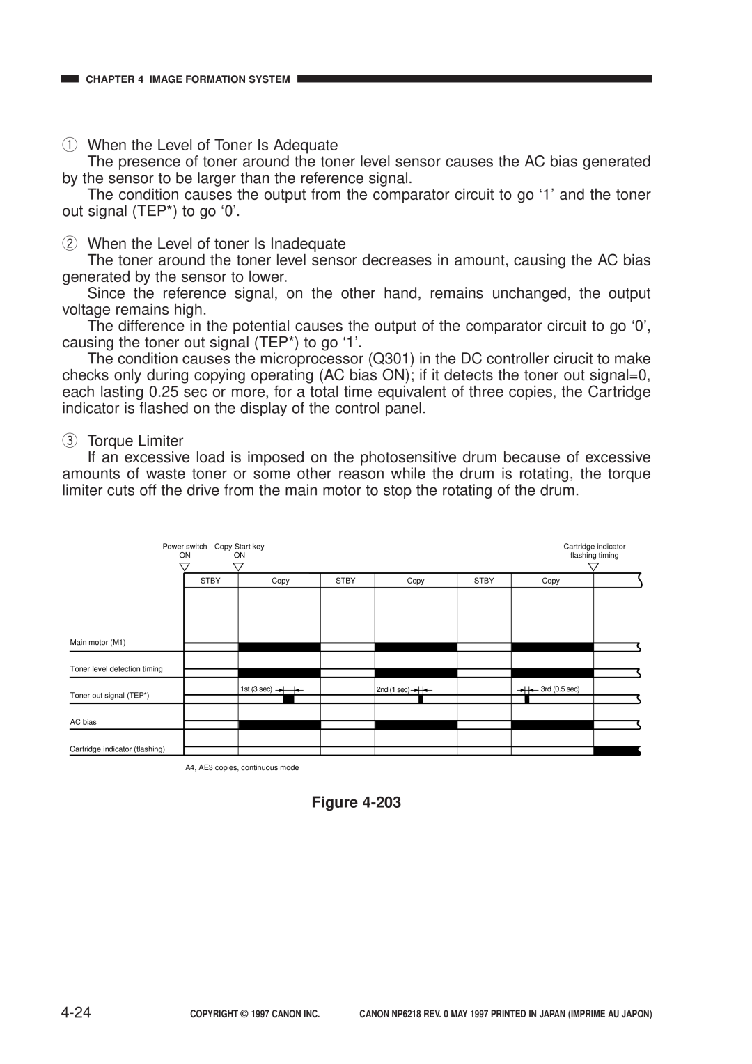 Canon NP6218, FY8-13EX-000 service manual 4-24, q When the Level of Toner Is Adequate 