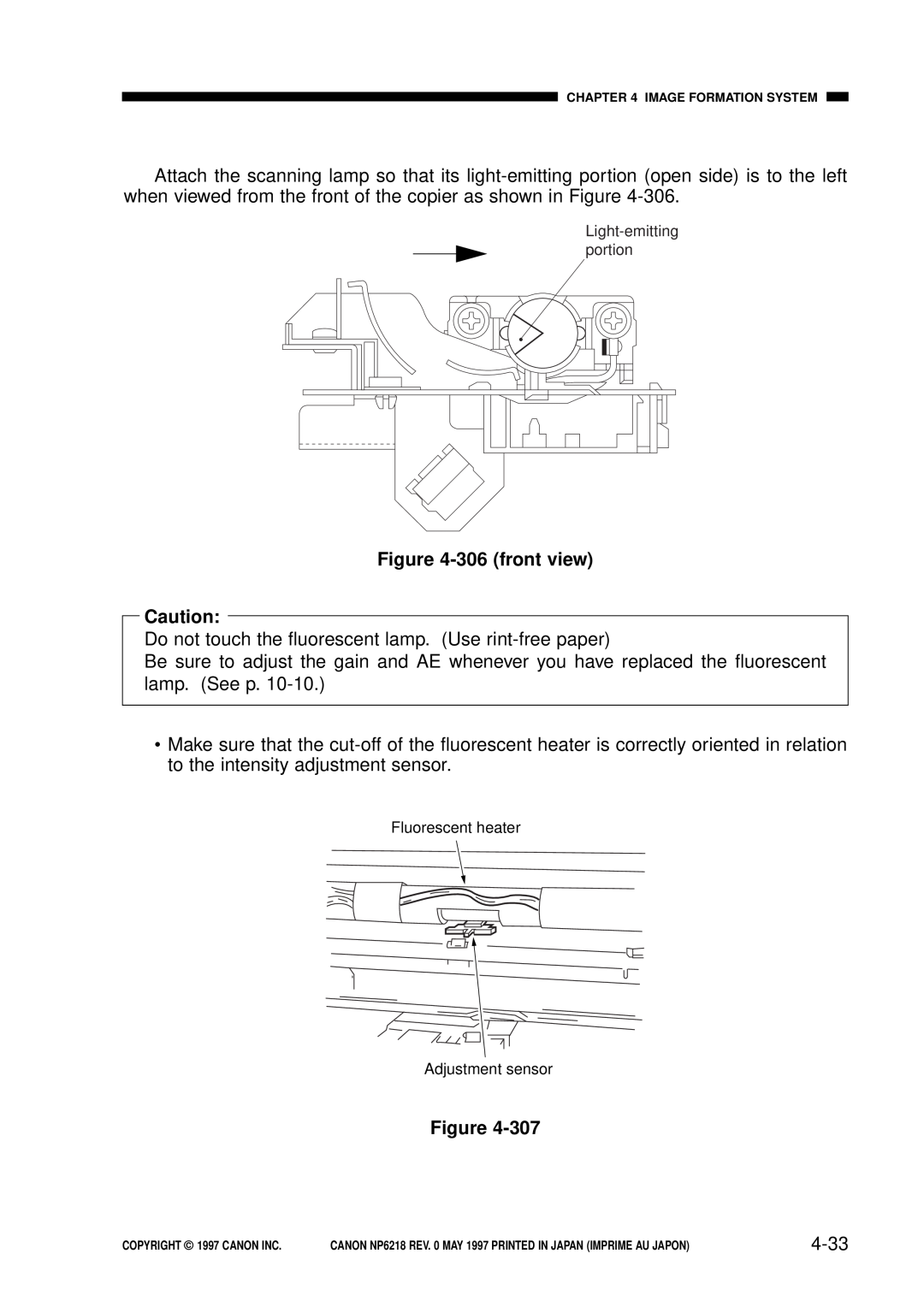 Canon FY8-13EX-000, NP6218 service manual 306 front view, 4-33 