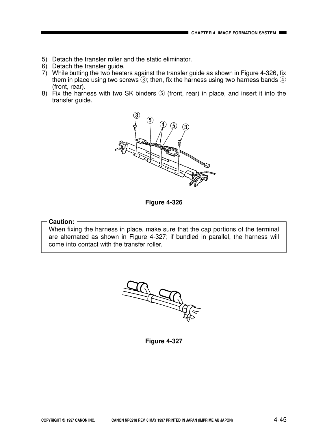 Canon FY8-13EX-000, NP6218 service manual 4-45, Detach the transfer roller and the static eliminator 