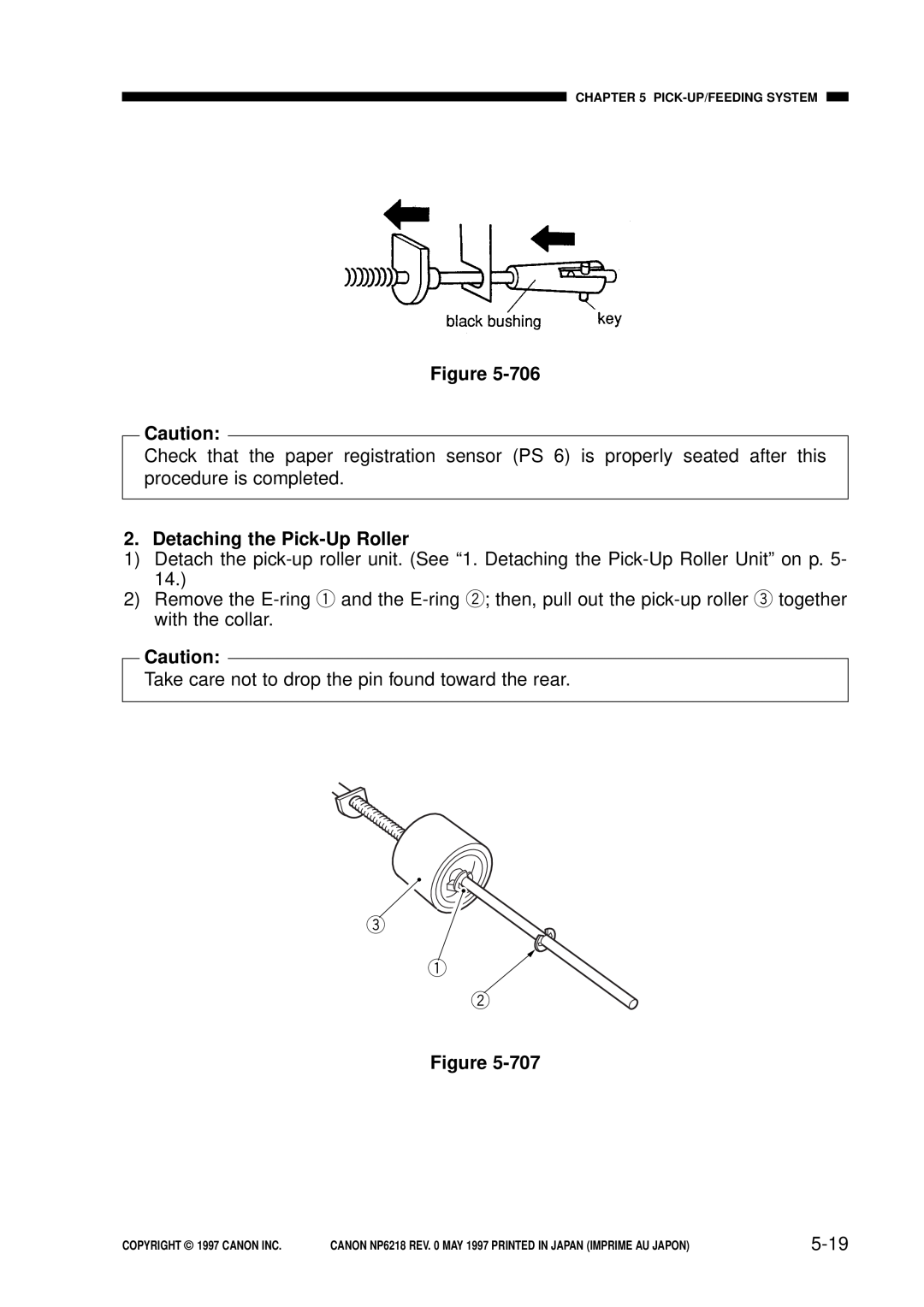 Canon NP6218, FY8-13EX-000 service manual Detaching the Pick-Up Roller, 5-19 
