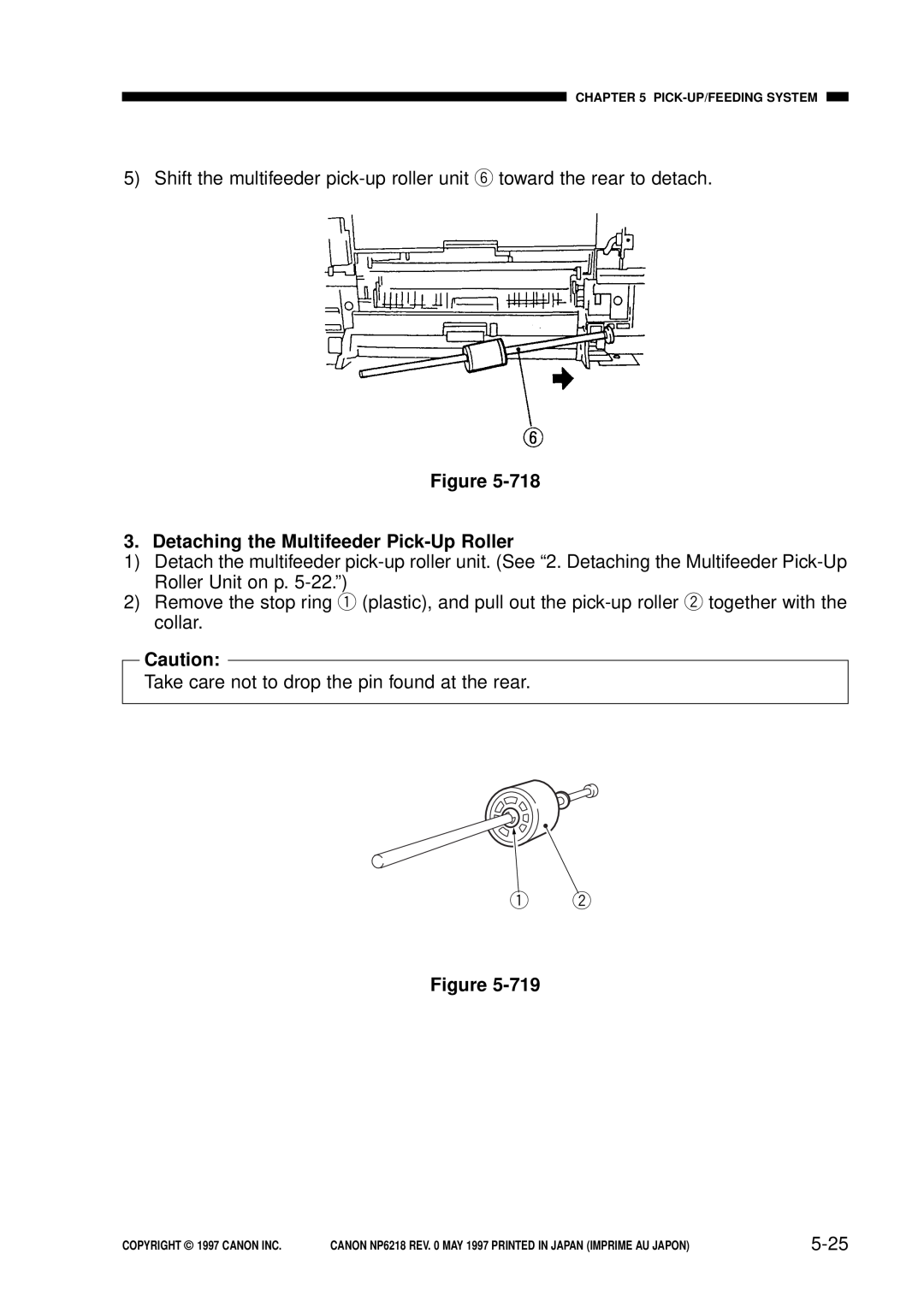 Canon NP6218, FY8-13EX-000 service manual Detaching the Multifeeder Pick-Up Roller, 5-25 