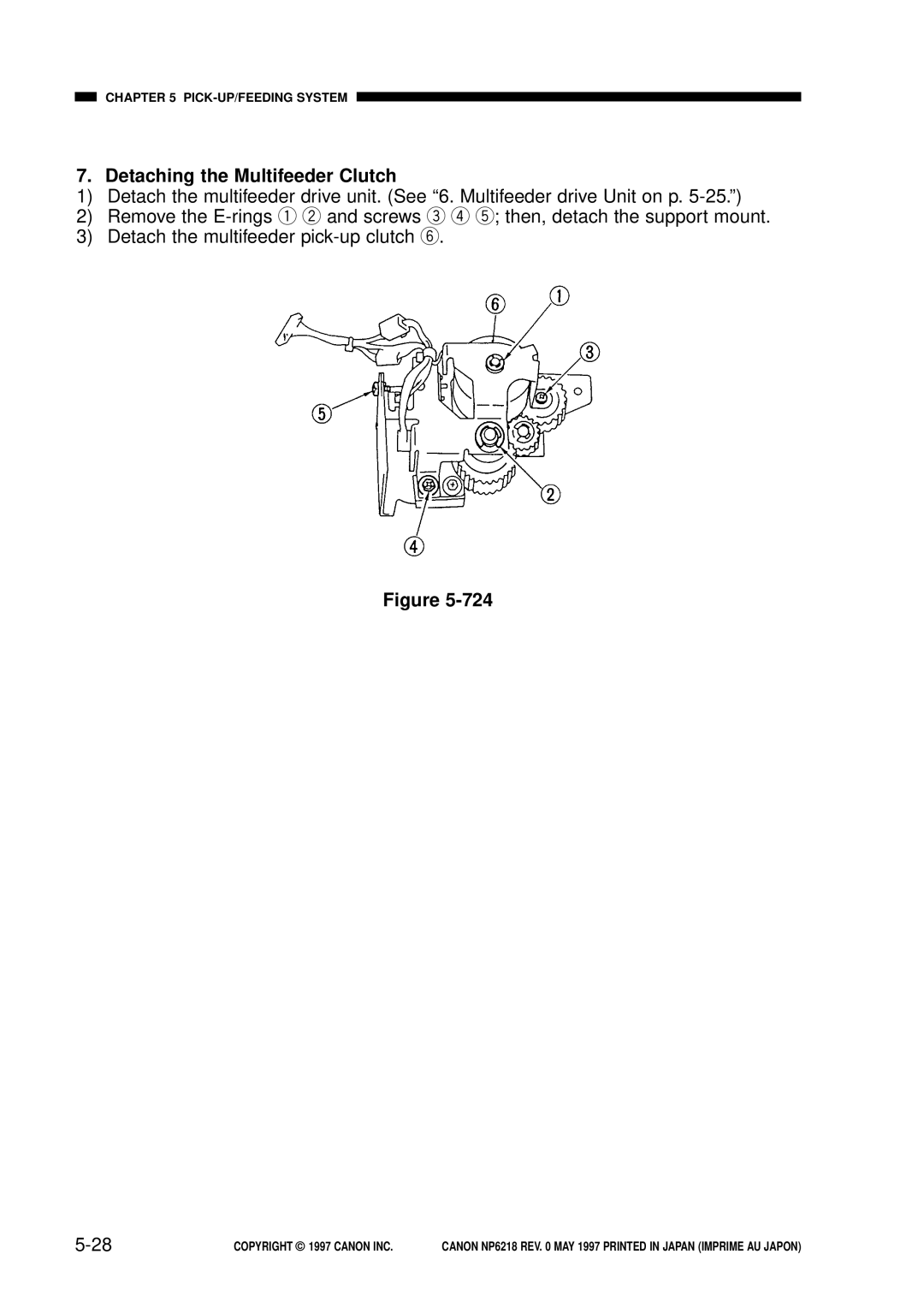 Canon FY8-13EX-000, NP6218 service manual Detaching the Multifeeder Clutch, 5-28 