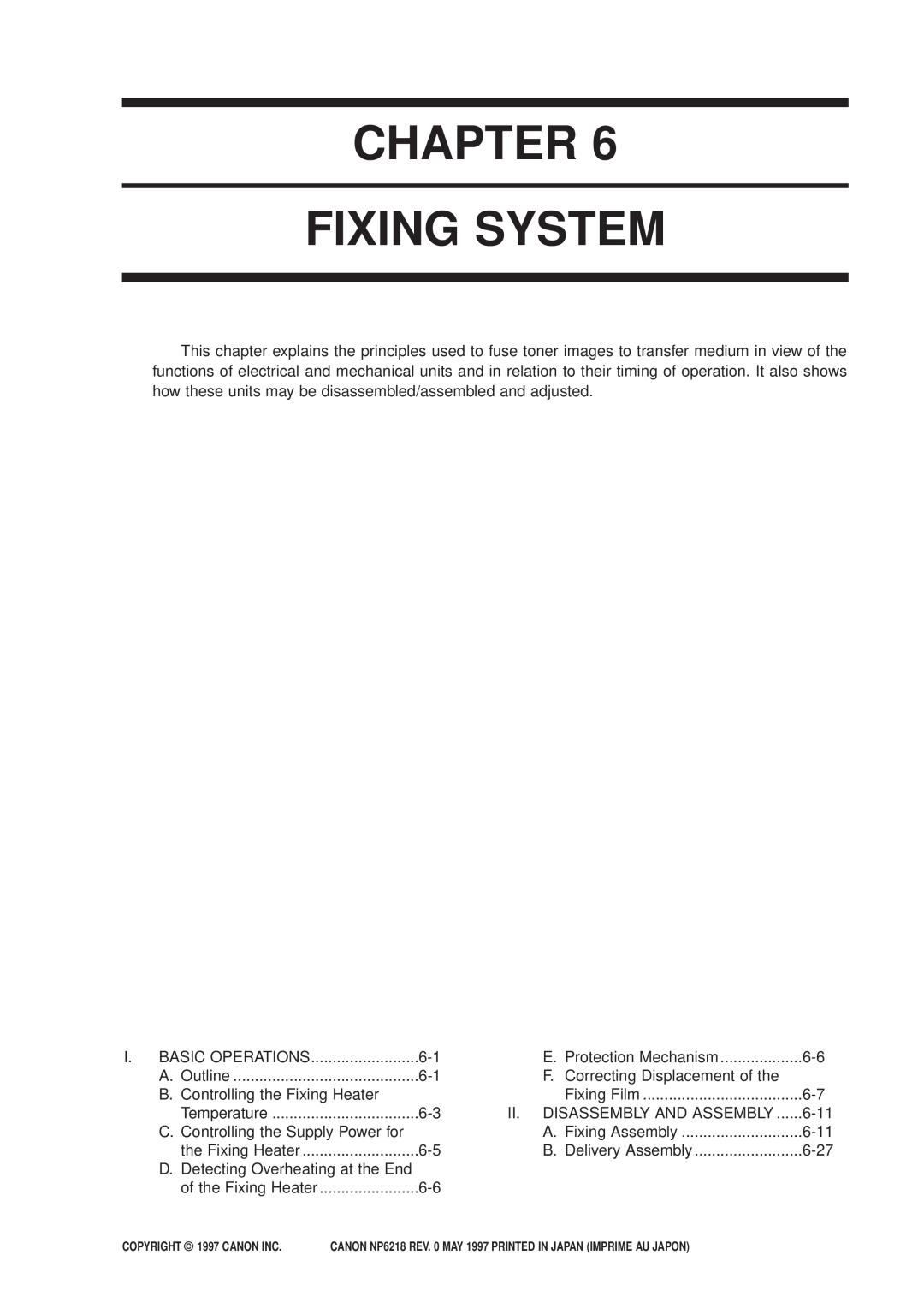 Canon NP6218, FY8-13EX-000 service manual Chapter Fixing System 