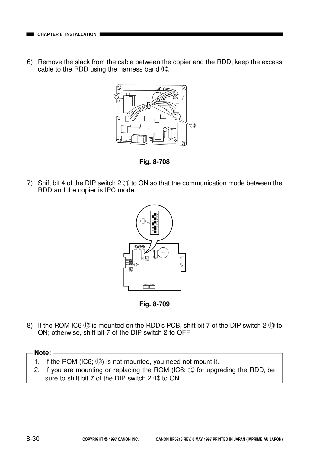 Canon NP6218, FY8-13EX-000 service manual 8-30, If the ROM IC6 !2 is not mounted, you need not mount it 