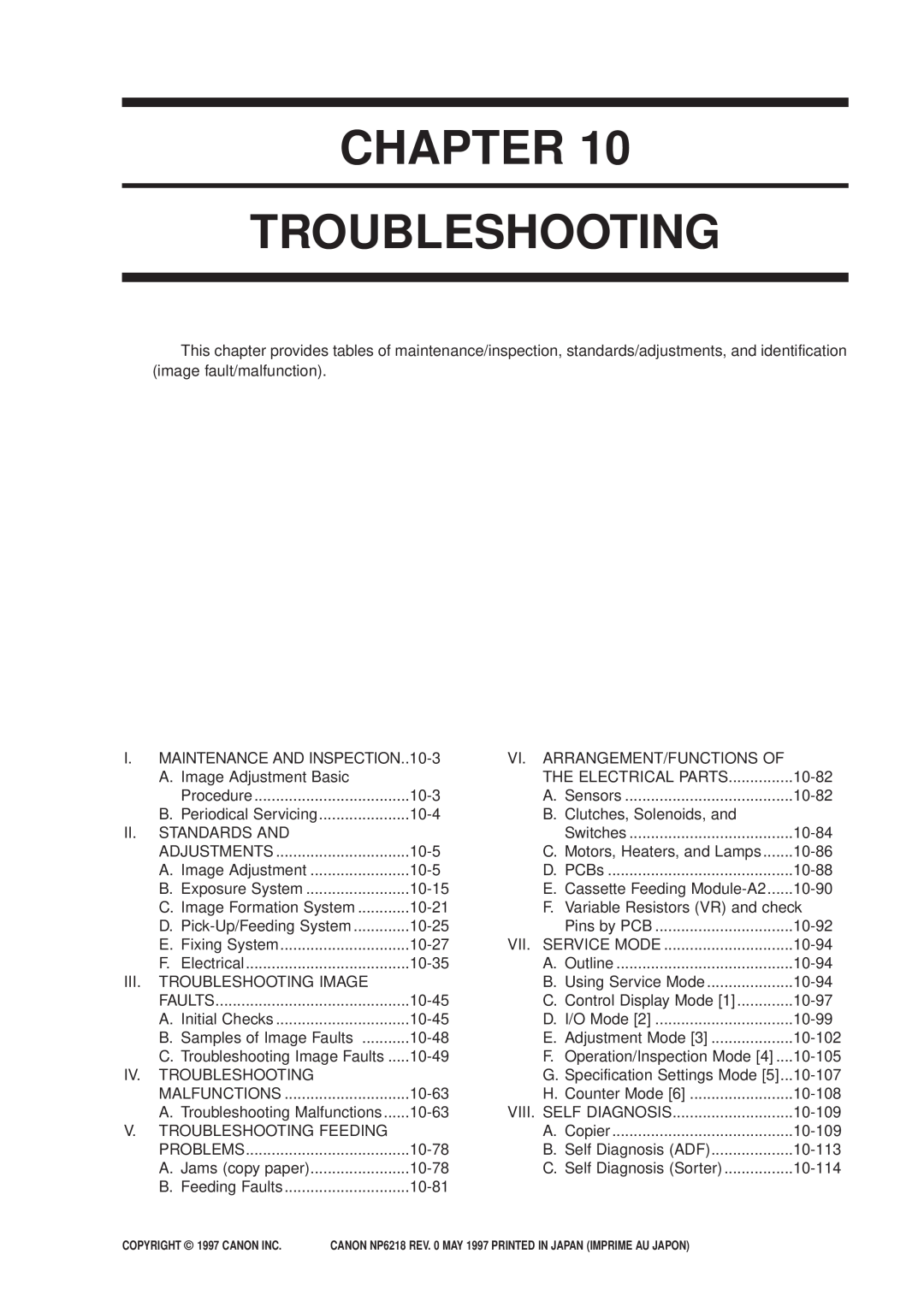 Canon NP6218, FY8-13EX-000 service manual Chapter Troubleshooting 
