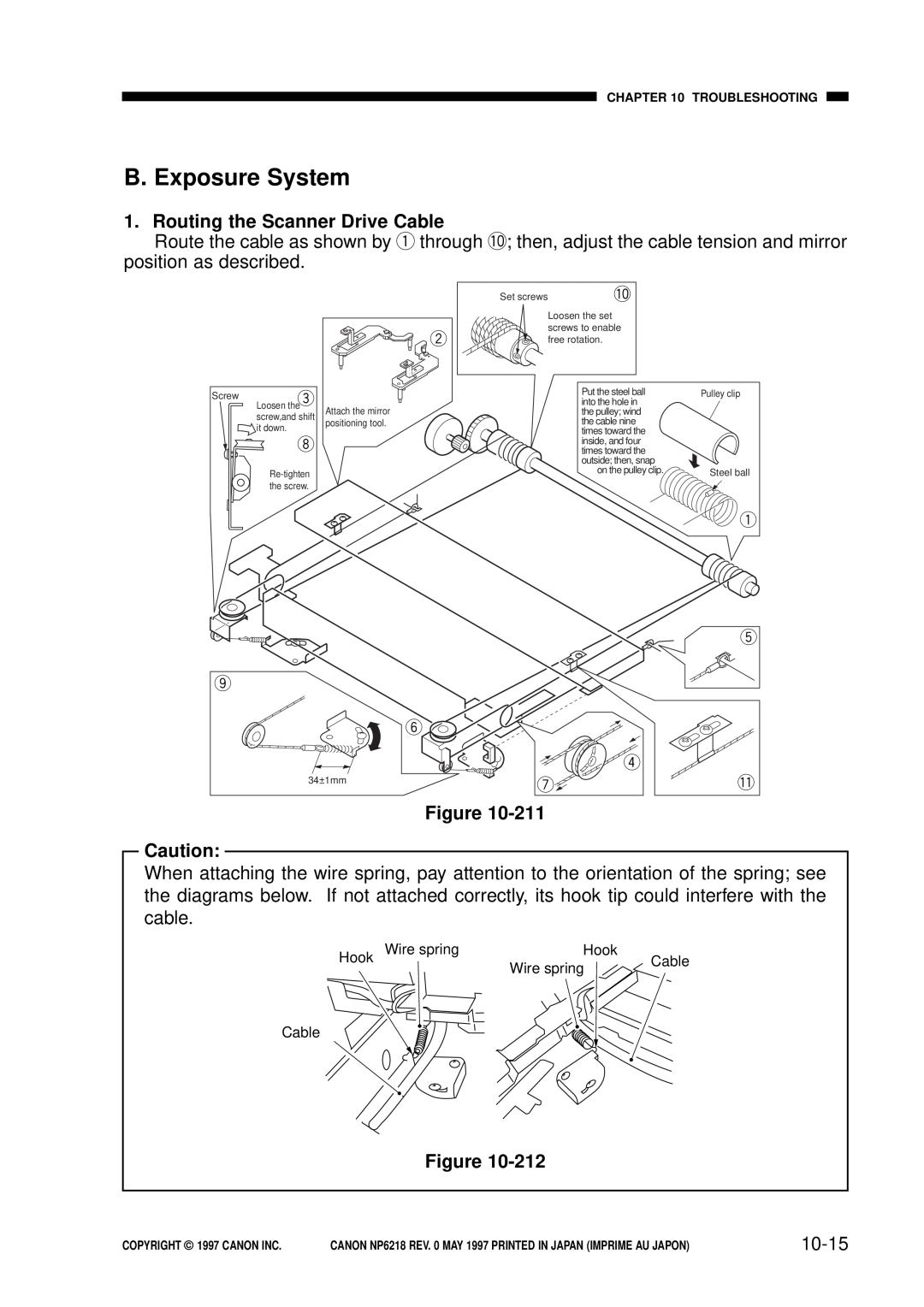 Canon FY8-13EX-000, NP6218 service manual B. Exposure System, Routing the Scanner Drive Cable, 10-15 