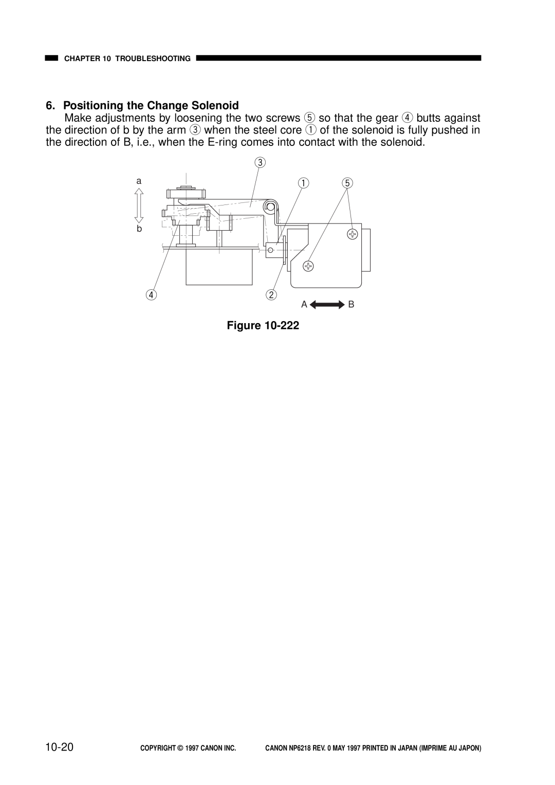 Canon NP6218, FY8-13EX-000 service manual Positioning the Change Solenoid, 10-20 