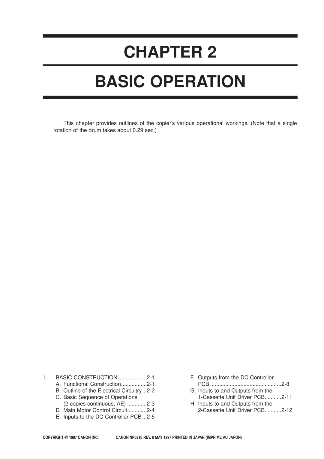 Canon NP6218, FY8-13EX-000 service manual Chapter Basic Operation 