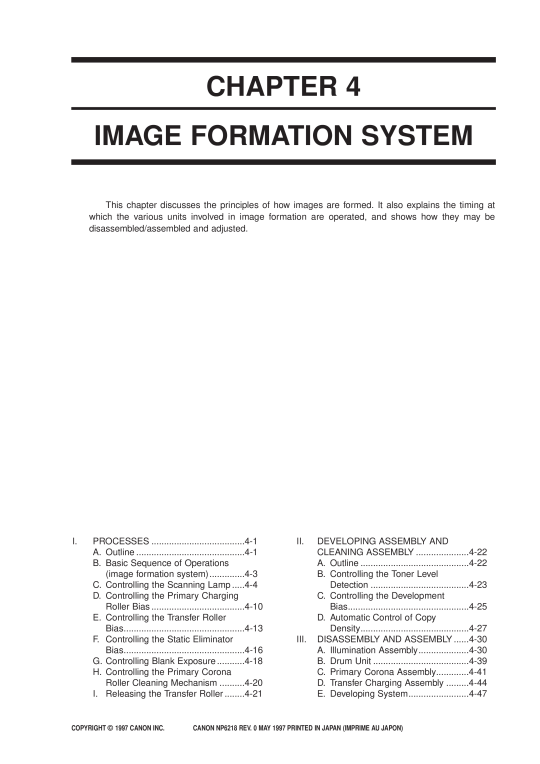 Canon NP6218, FY8-13EX-000 service manual Chapter Image Formation System 