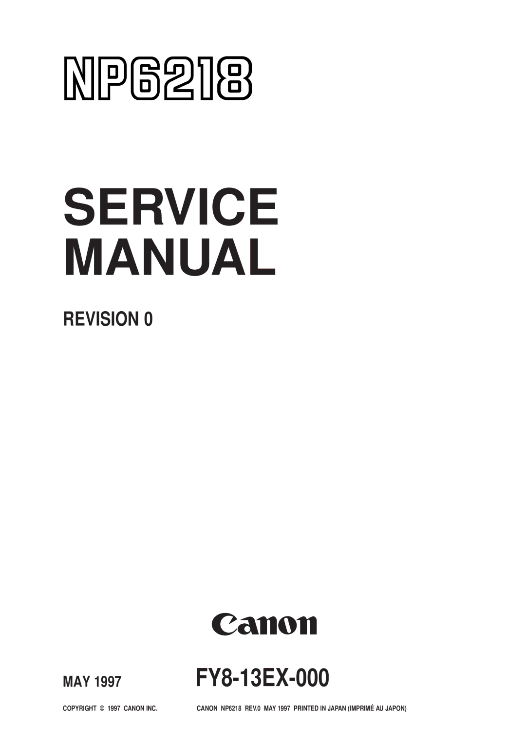 Canon FY8-13EX-000, NP6218 service manual 