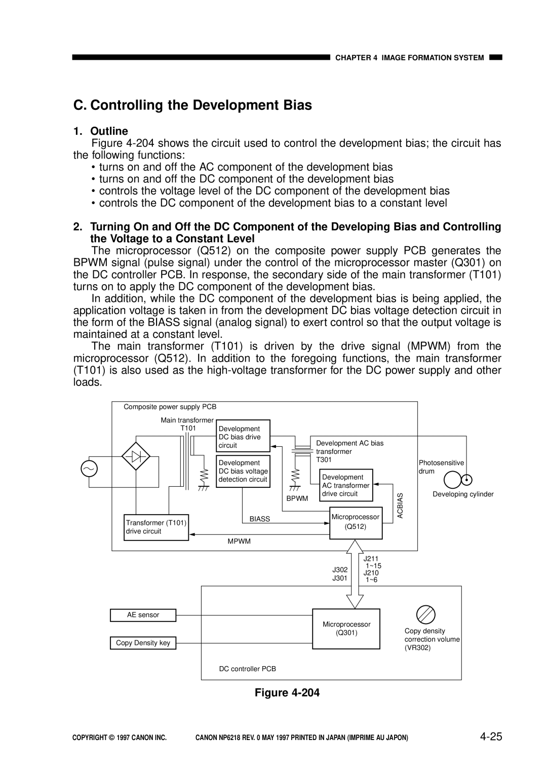 Canon FY8-13EX-000, NP6218 service manual Controlling the Development Bias, Mpwm 