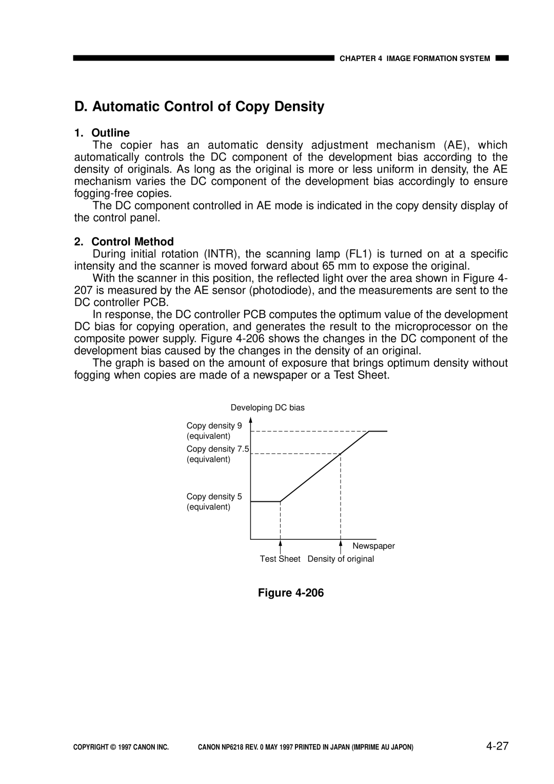 Canon FY8-13EX-000, NP6218 service manual Automatic Control of Copy Density, Control Method 